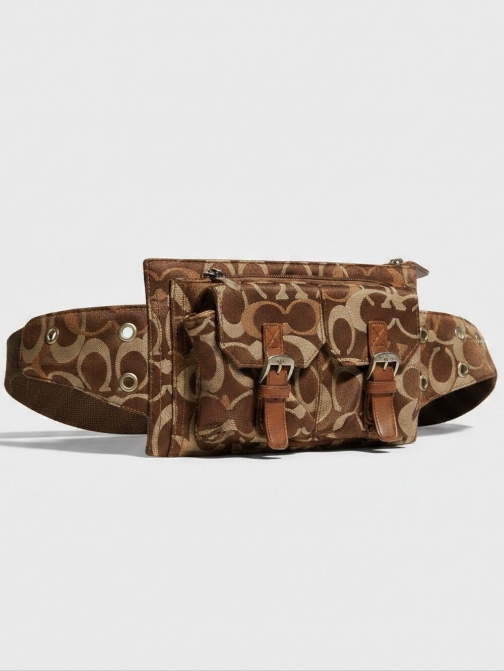 Vintage Coach Signature Canvas Belt Bag Fanny Pack Waist Bag